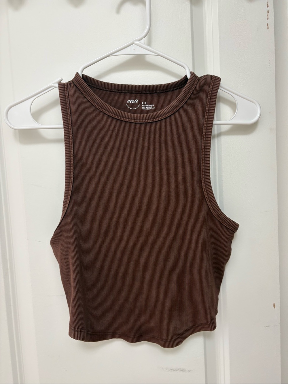 aerie Chocolate Brown Ribbed Crop Tank